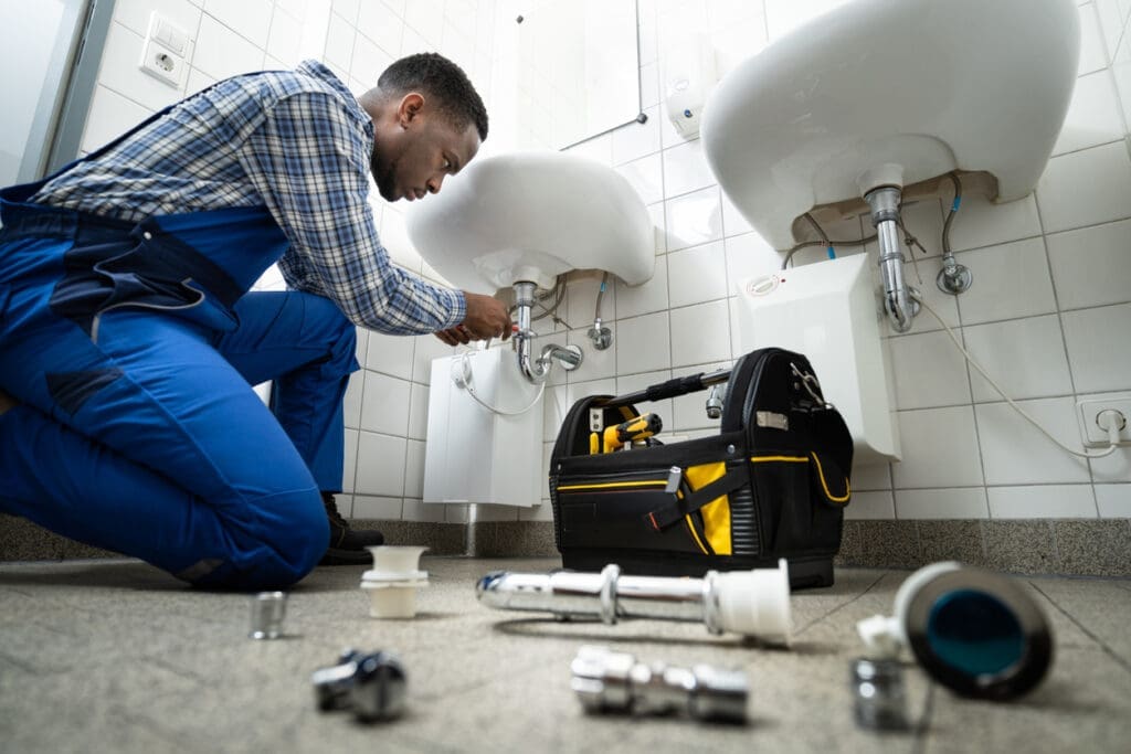 Expert plumber working